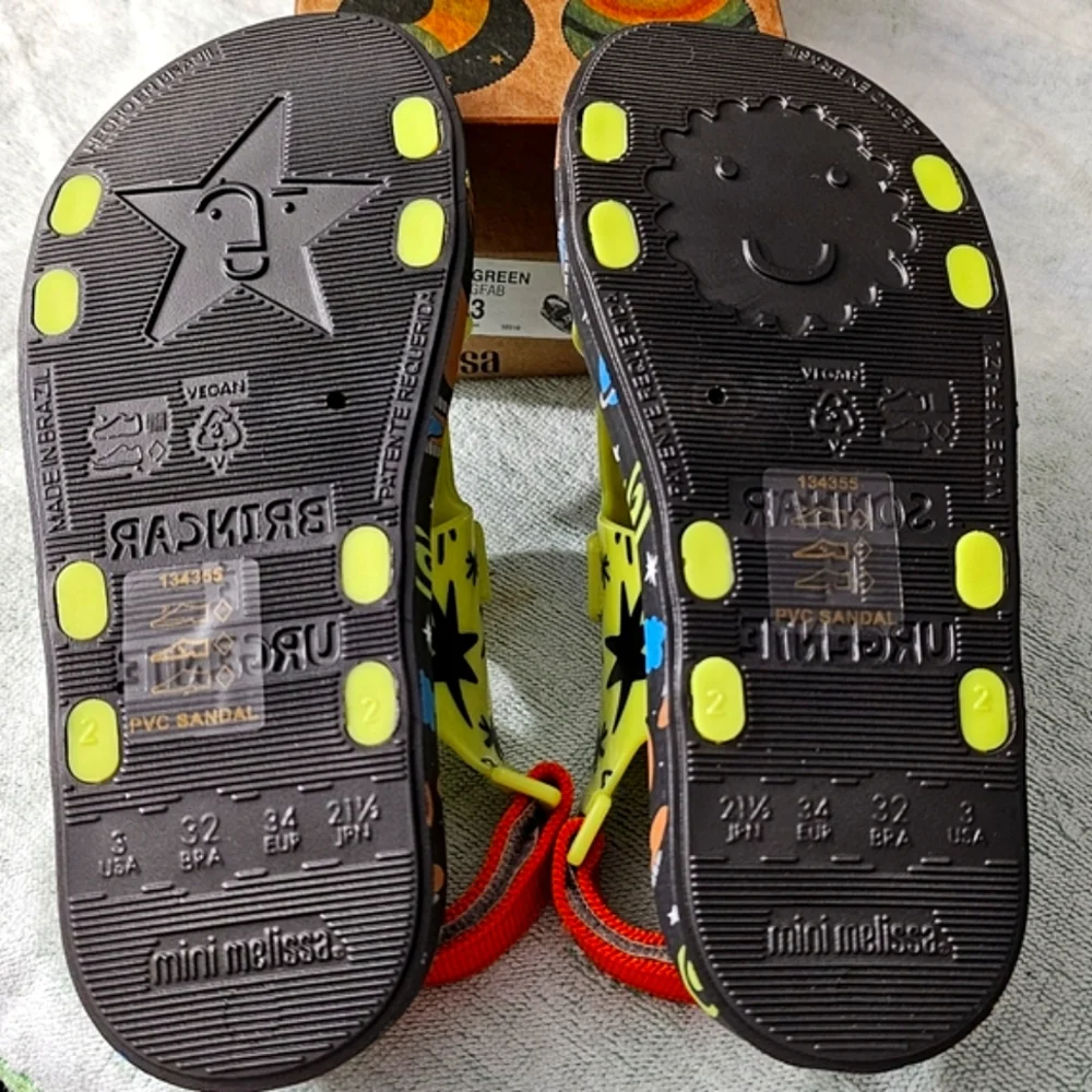 Mini Melissa x Fábula Space Rocket Ping Pong Sandals Unisex Kid's Size 3​ NEW